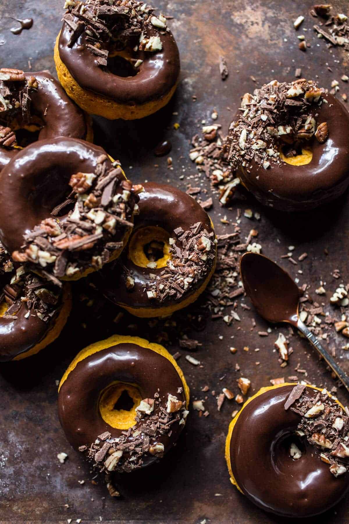 Baked Buttermilk Pumpkin Doughnuts with Hot Cocoa Glaze | halfbakedharvest.com @hbharvest