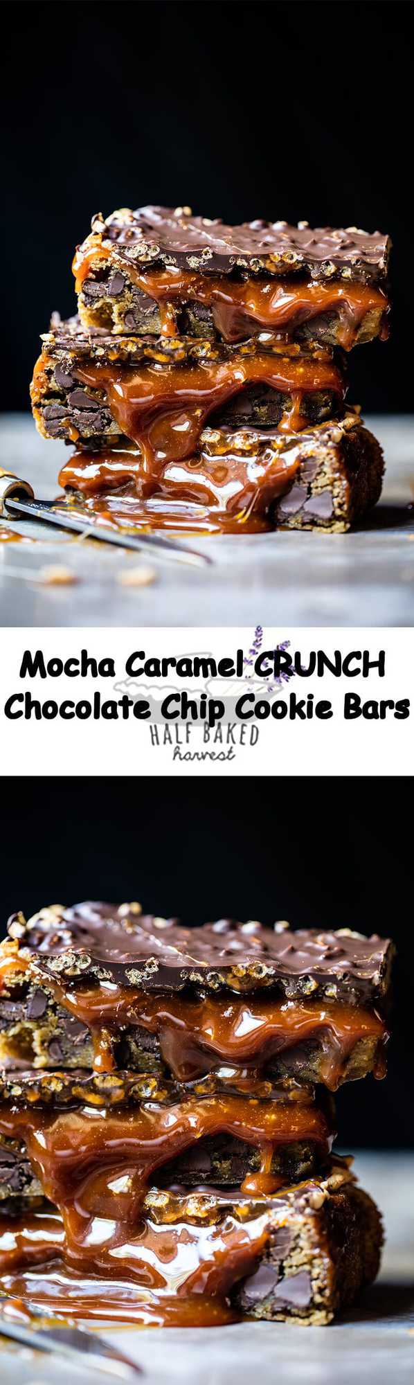 Mocha Caramel Crunch Chocolate Chip Cookie Bars | halfbakedharvest.com @hbharvest