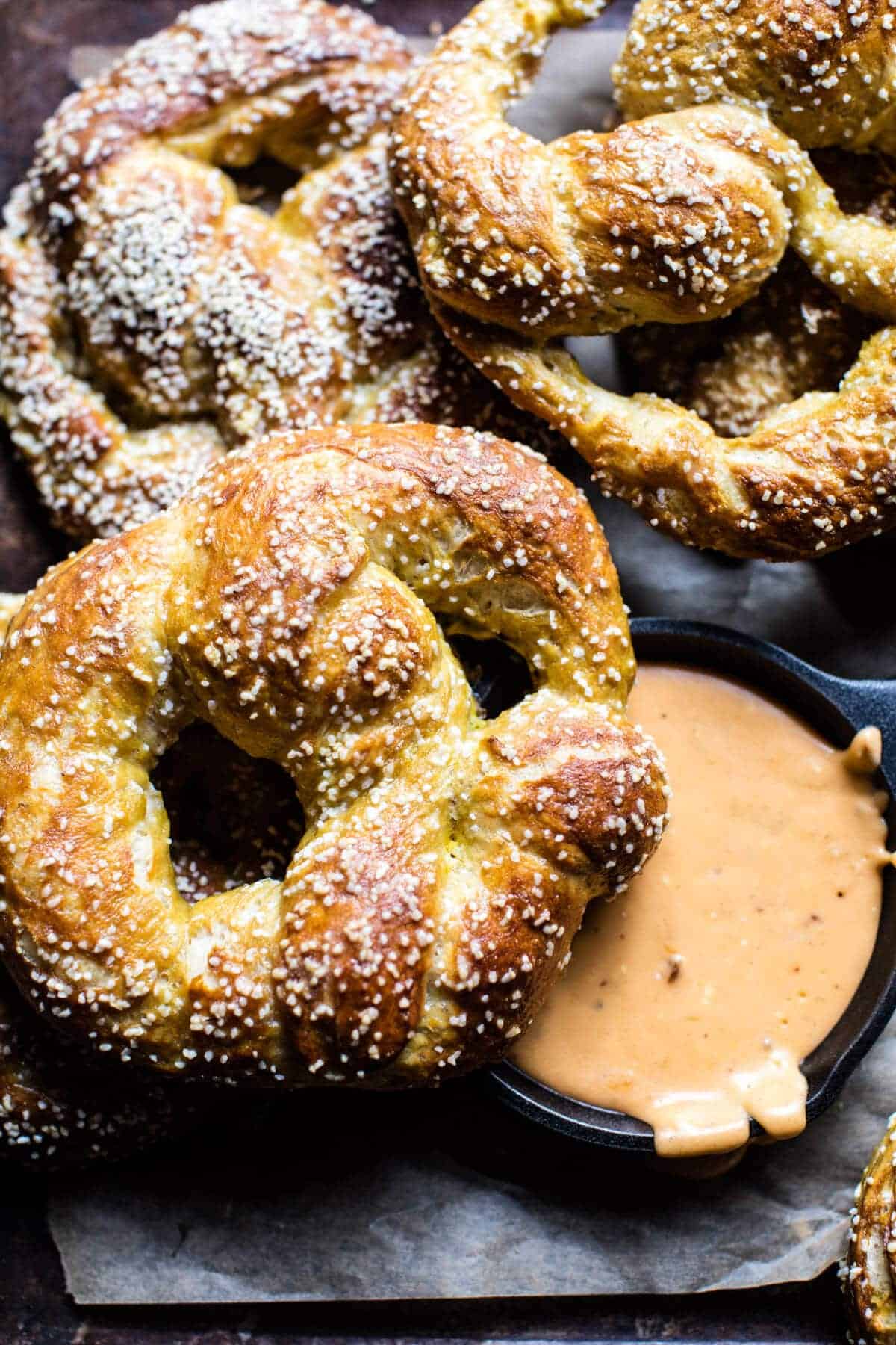 Pumpkin Beer Pretzels with Chipotle Queso | halfbakedharvest.com @hbharvest