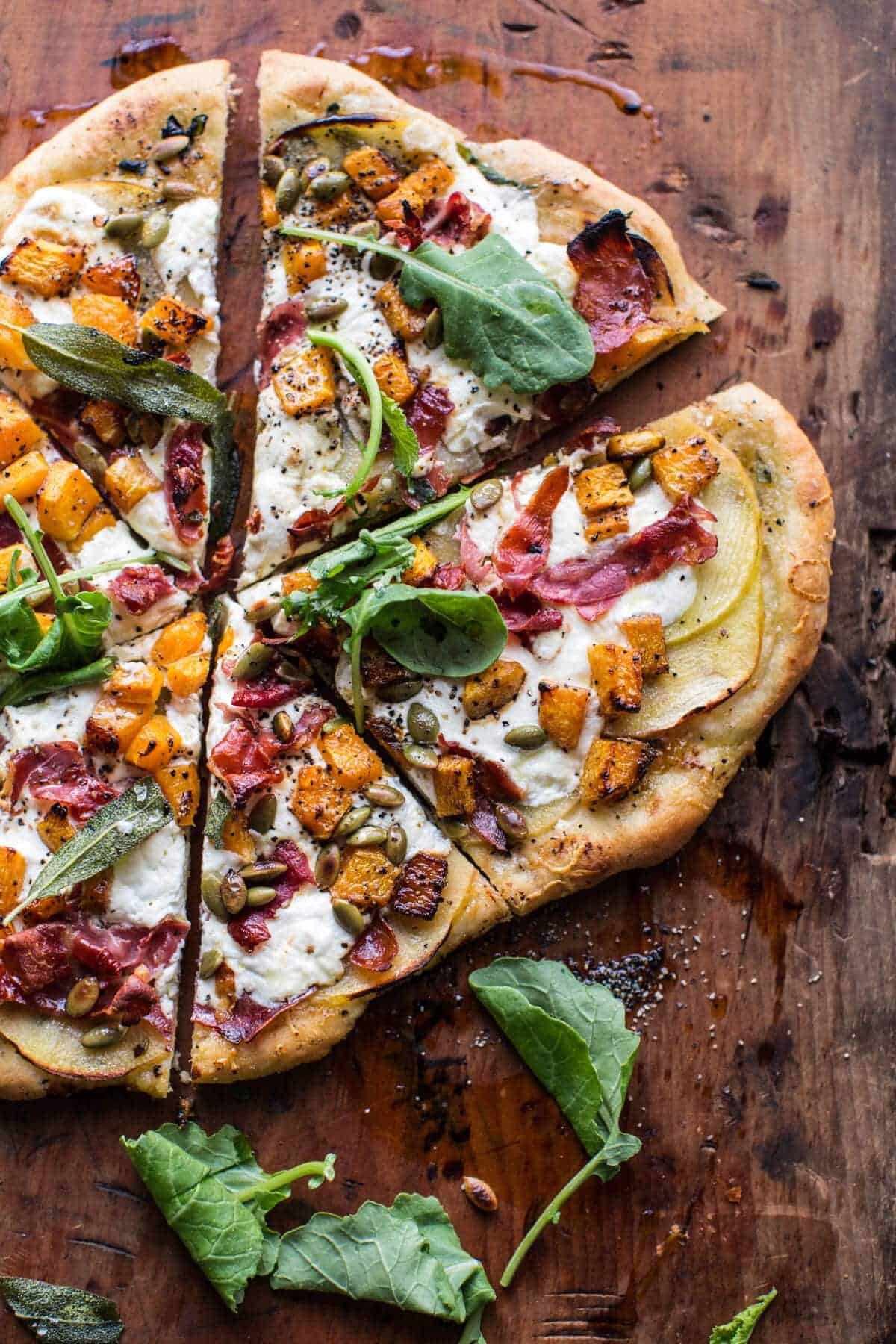 Roasted Butternut Squash Apple Burrata Pizza | halfbakedharvest.com @hbharvest