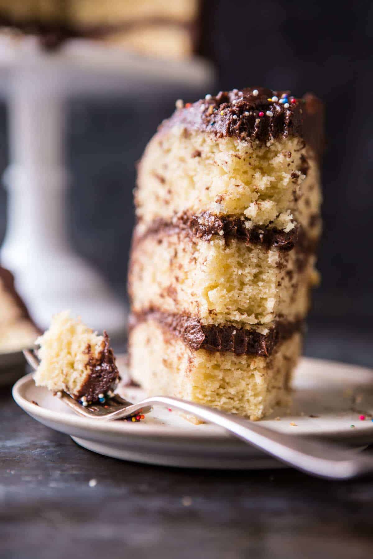 Vanilla Birthday Cake with Whipped Chocolate Buttercream | halfbakedharvest.com @hbharvest