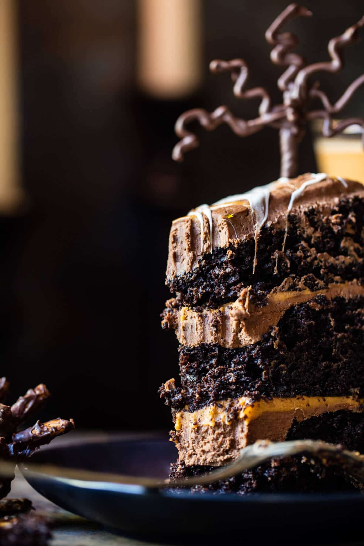 Forbidden Forest Chocolate Butterbeer Cake | halfbakedharvest.com @hbharvest