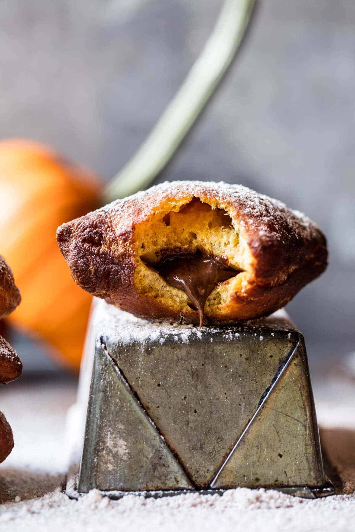 Nutella Stuffed Pumpkin Beignets | halfbakedharvest.com @hbharvest