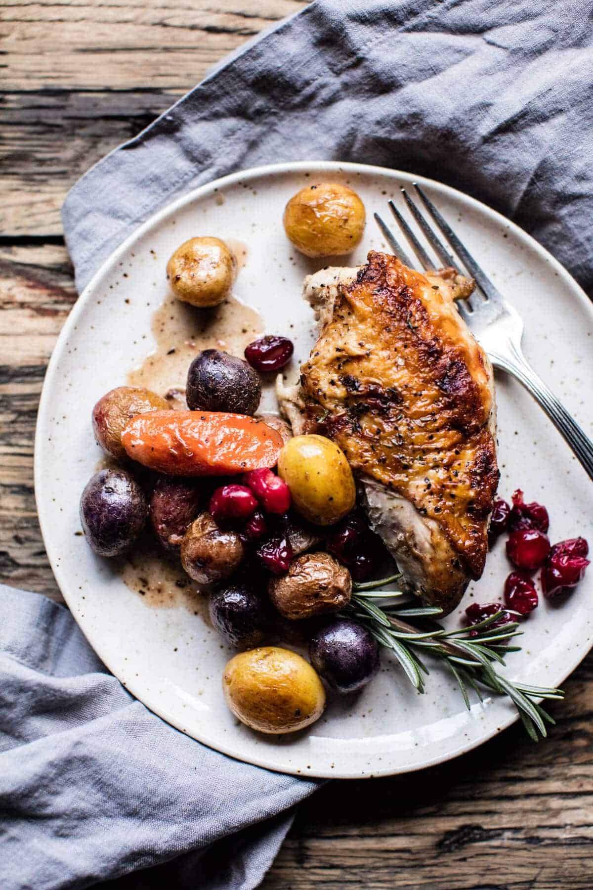 Skillet Cranberry Roasted Chicken and Potatoes | halfbakedharvest.com @hbharvest