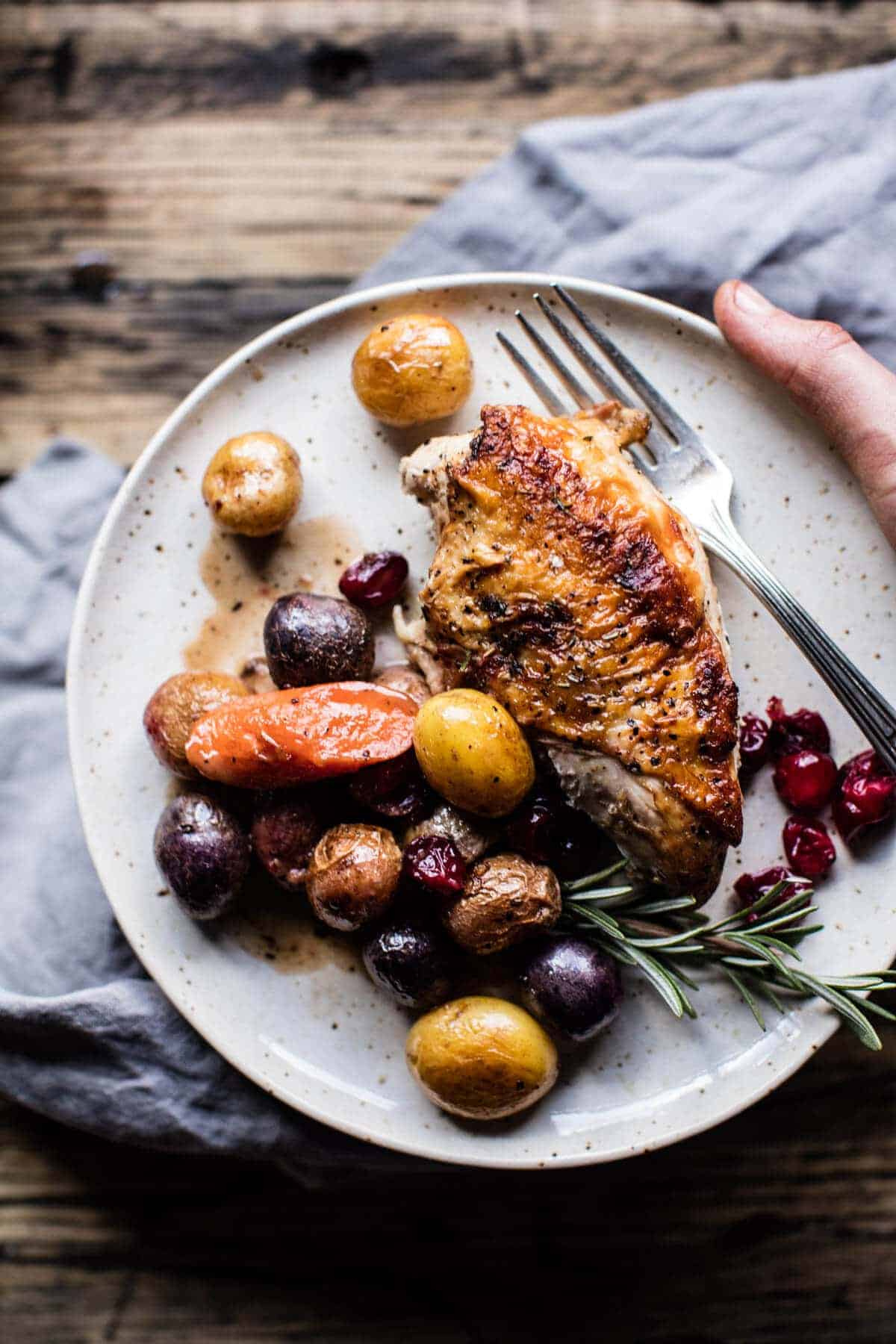 Skillet Cranberry Roasted Chicken and Potatoes | halfbakedharvest.com @hbharvest
