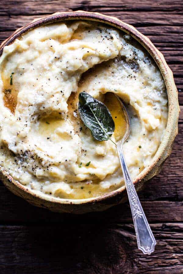 Crockpot Three Cheese Mashed Potatoes | halfbakedharvest.com @hbharvest