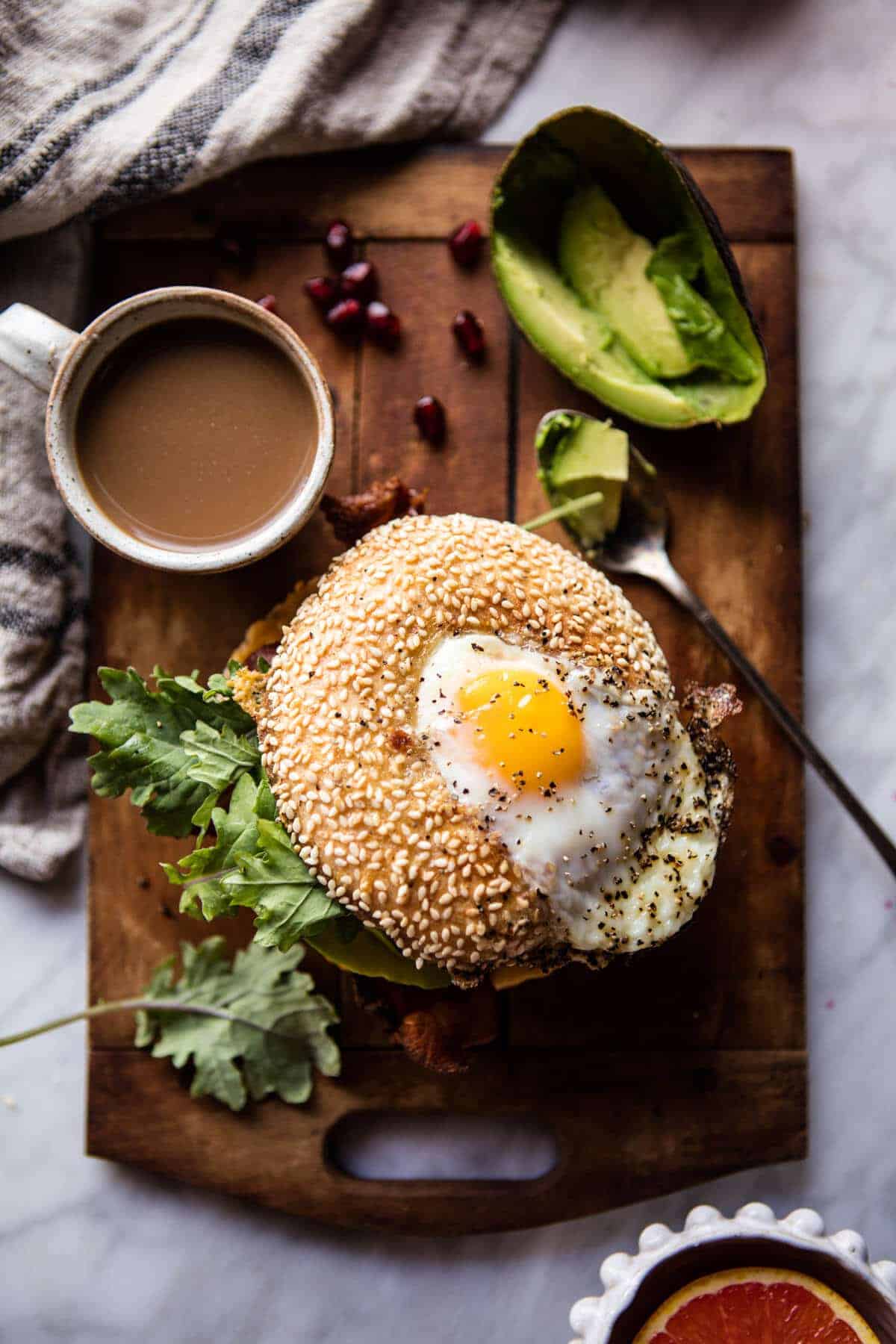 Egg in a Hole Avocado, Bacon, Egg and Cheese Bagel | halfbakedharvest.com @hbharvest