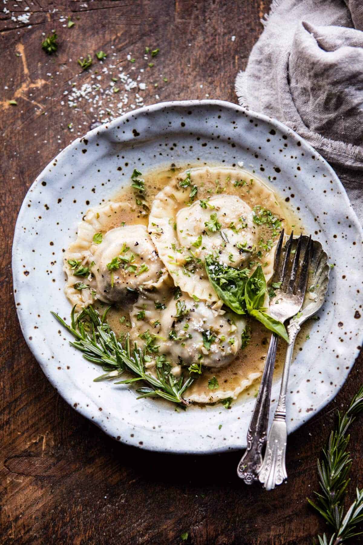 Mushroom Cheese Ravioli with Rosemary Butter Sauce | halfbakedharvest.com @hbharvest
