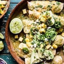Lightened Up Salsa Verde Chicken Enchiladas with Pineapple Avocado Salsa | halfbakedharvest.com @hbharvest