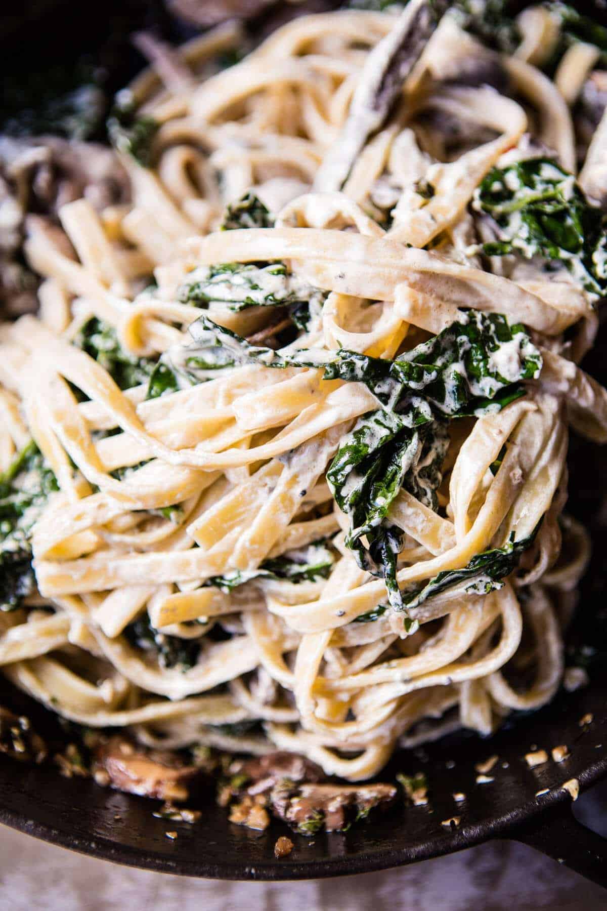 8 Ingredient Garlic Butter Mushroom and Goat Cheese Fettuccine | halfbakedharvest.com @hbharvest