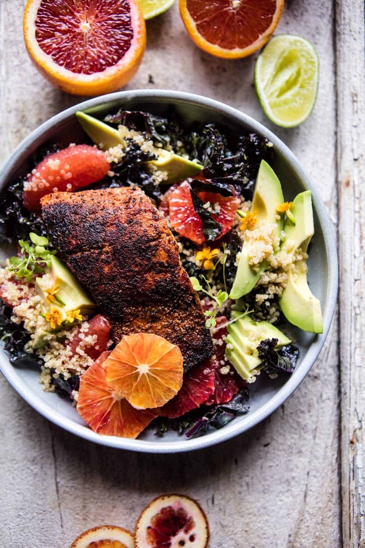 Glowing Citrus, Avocado, and Blackened Salmon Salad | halfbakedharvest.com @hbharvest