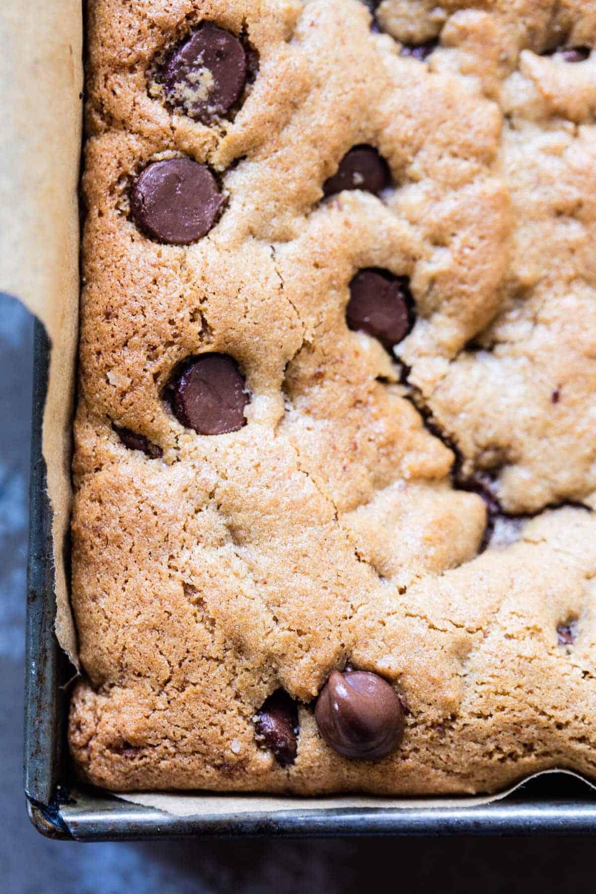 Healthy...ish Chocolate Chip Cookie Bars | halfbakedharvest.com @hbharvest