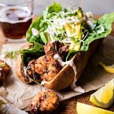 Lighter Shrimp Po Boys with Avocado Mango Slaw | halfbakedharvest.com @hbharvest
