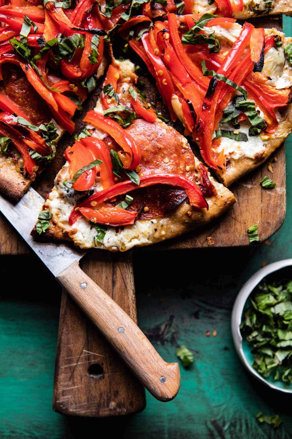 Mediterranean Roasted Red Pepper Pizza | halfbakedharvest.com @hbharvest