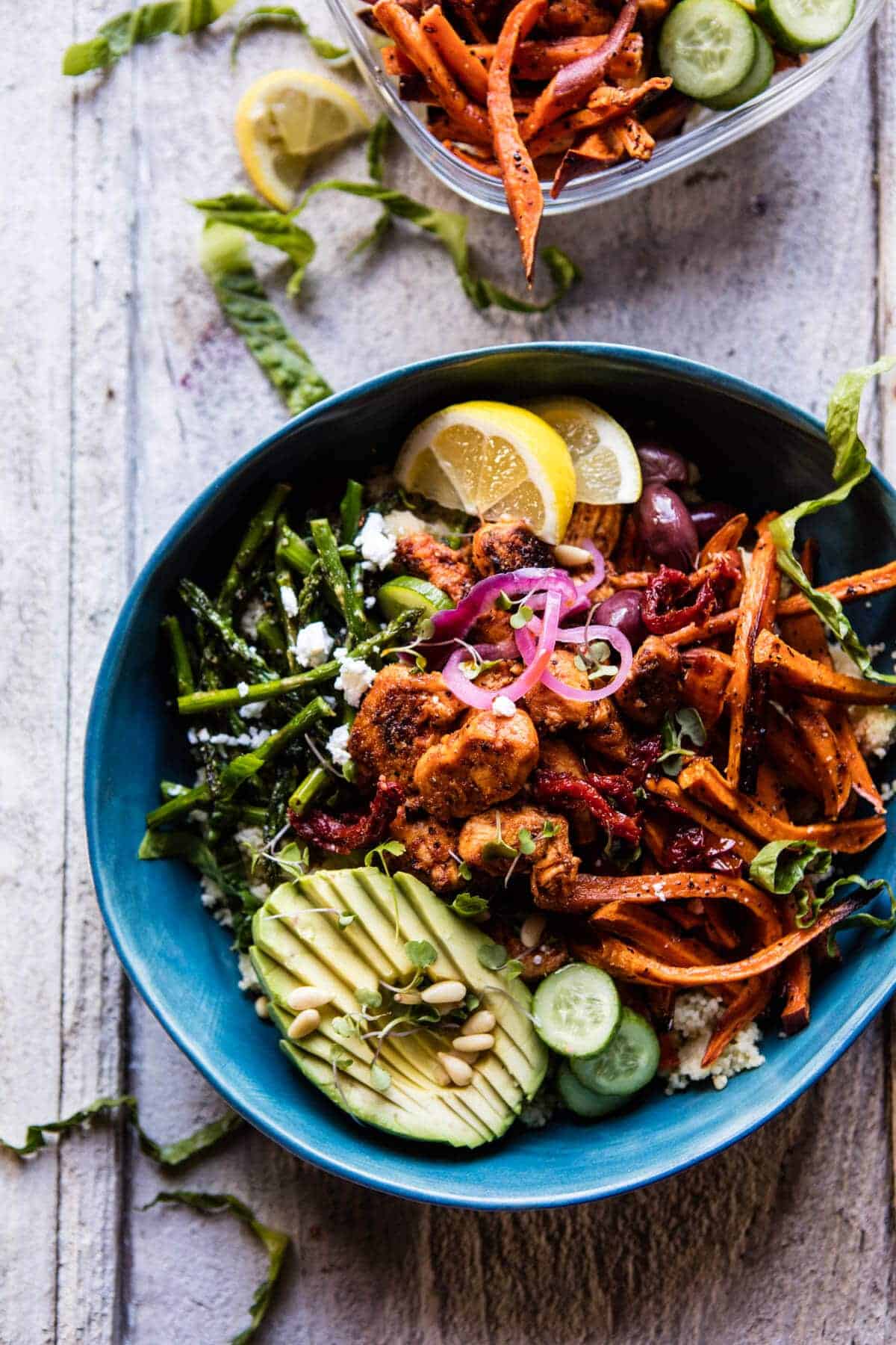 Meal Prep: Chicken Shawarma and Sweet Potato Fry Bowls | halfbakedharvest.com @hbharvest