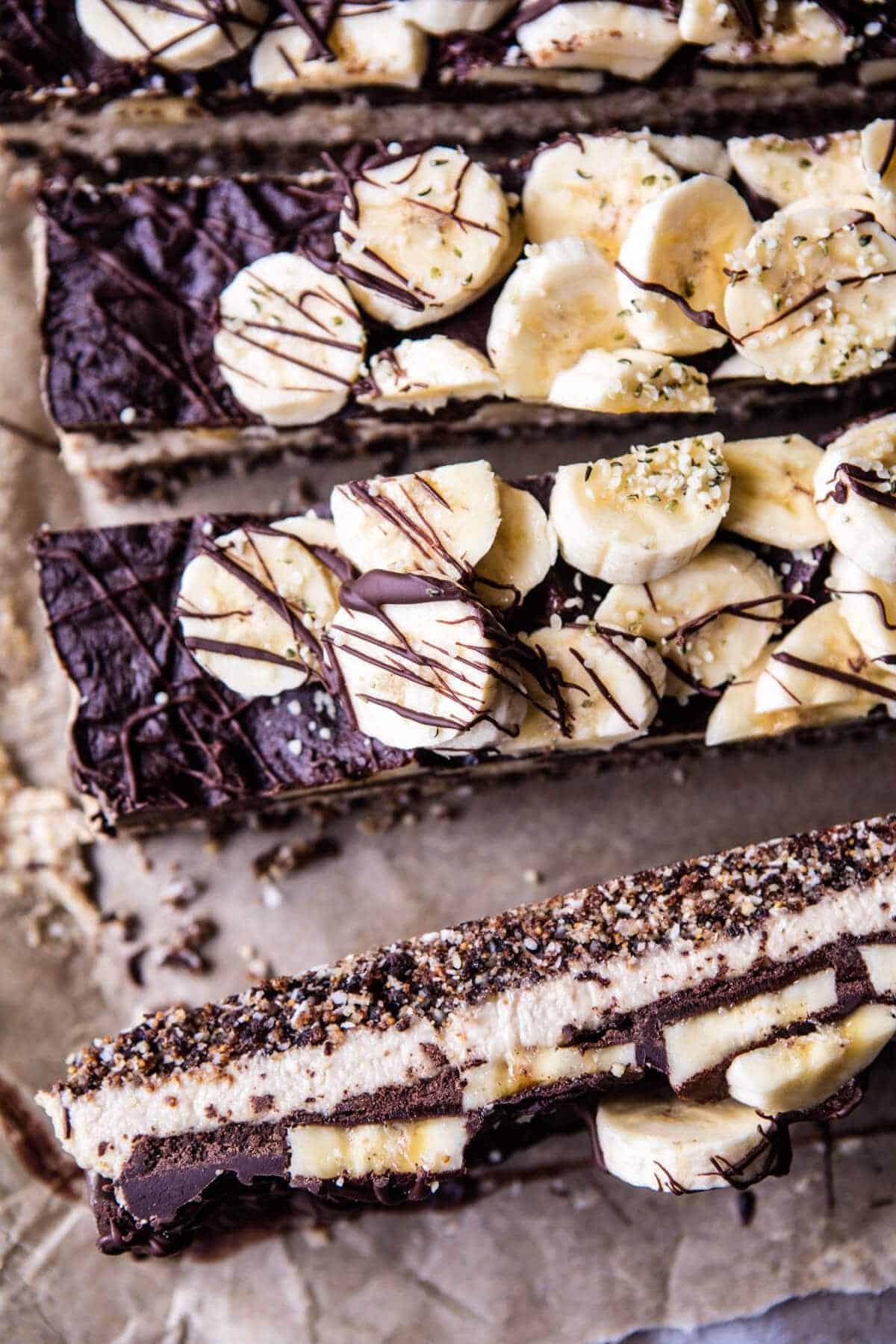 Raw Chocolate Banana Cashew Cream Pie Bars | halfbakedharvest.com @hbharvest