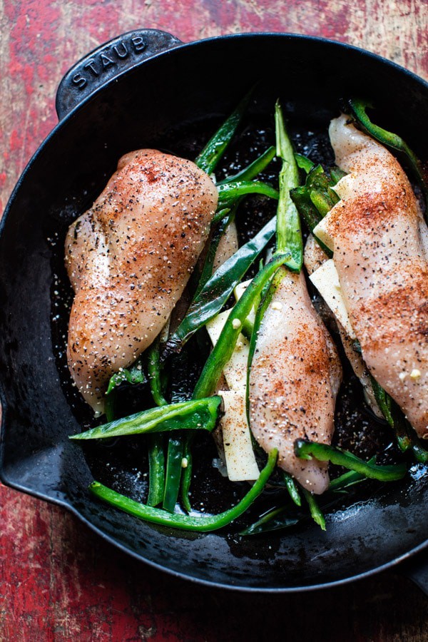 8 Ingredient Cheesy Green Chile Chicken | halfbakedharvest.com @hbharvest