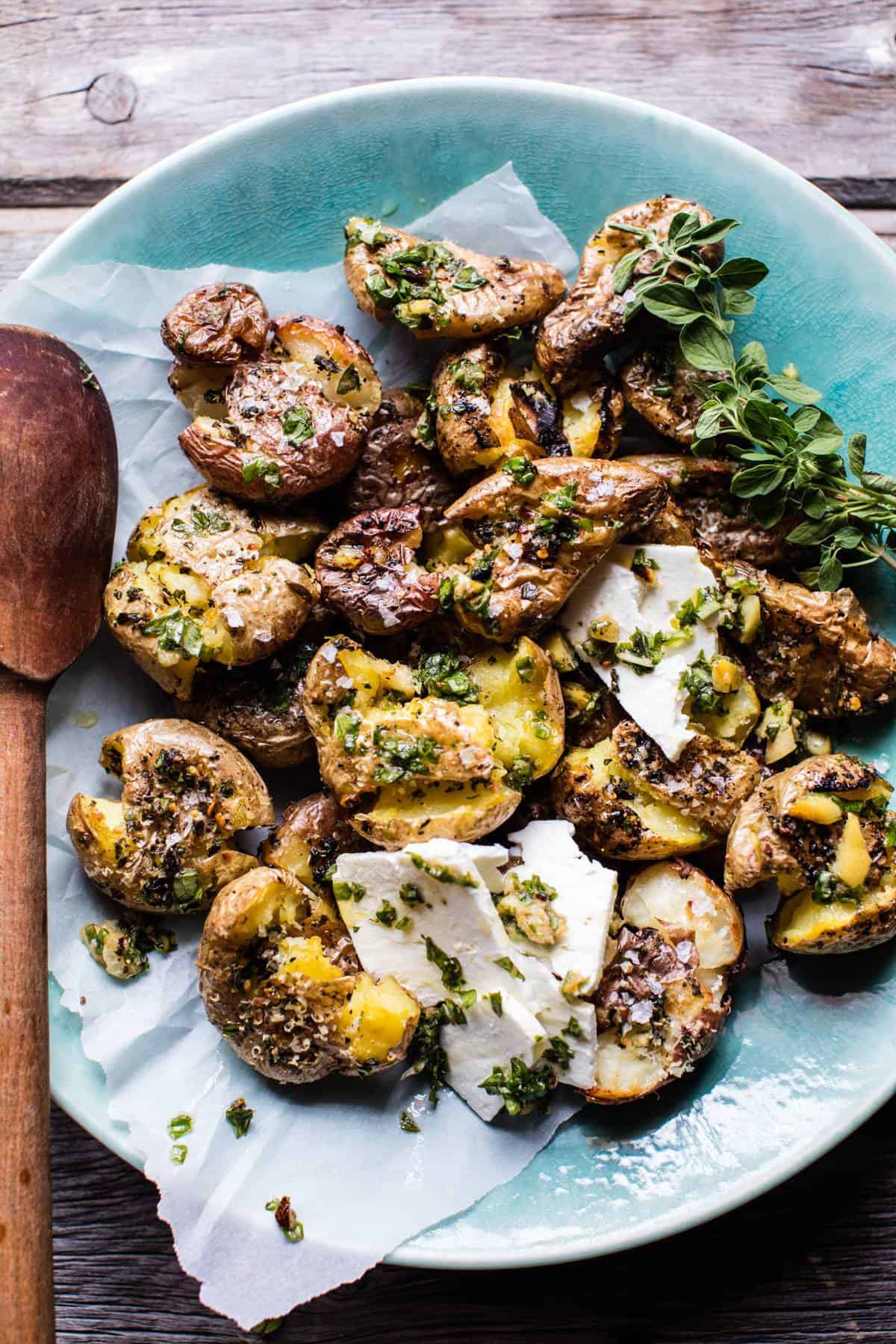 Crispy Oregano Smashed Potatoes with Feta and Lemon | halfbakedharvest.com @hbharvest