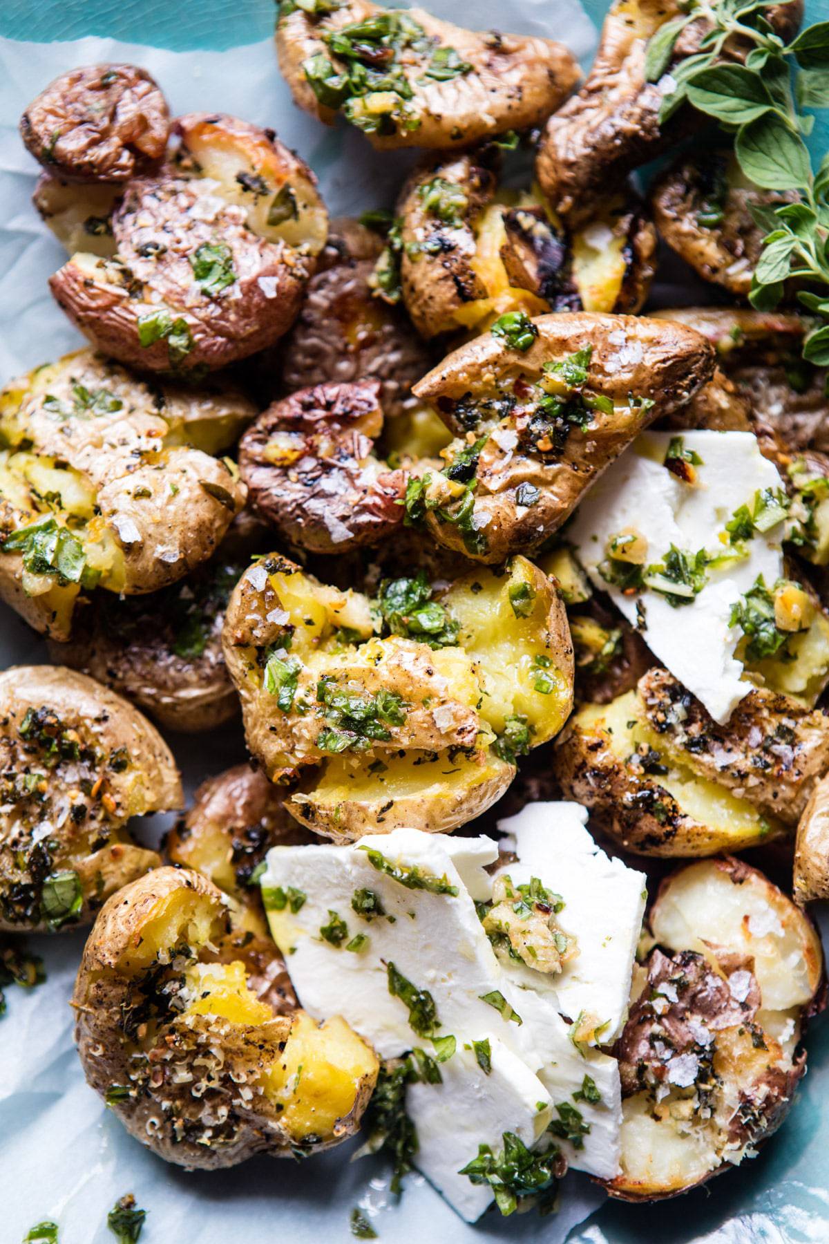 Crispy Oregano Smashed Potatoes with Feta and Lemon | halfbakedharvest.com @hbharvest