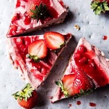 Strawberry Ripple Almond Cheesecake | halfbakedharvest.com @hbharvest