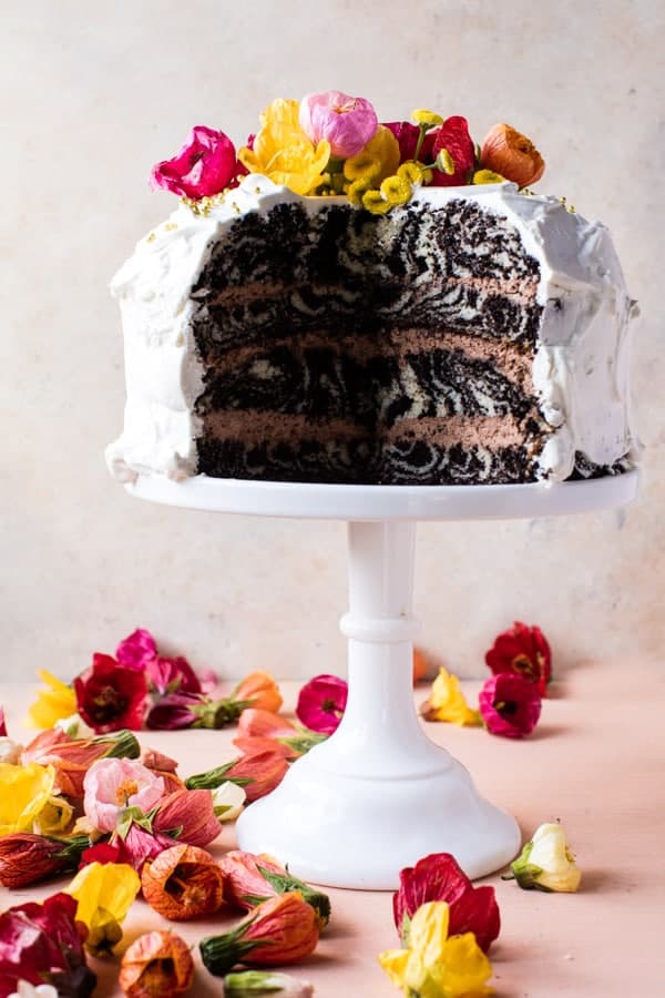 Chocolate Layered Zebra Mousse Cake | halfbakedharvest.com @hbharvest