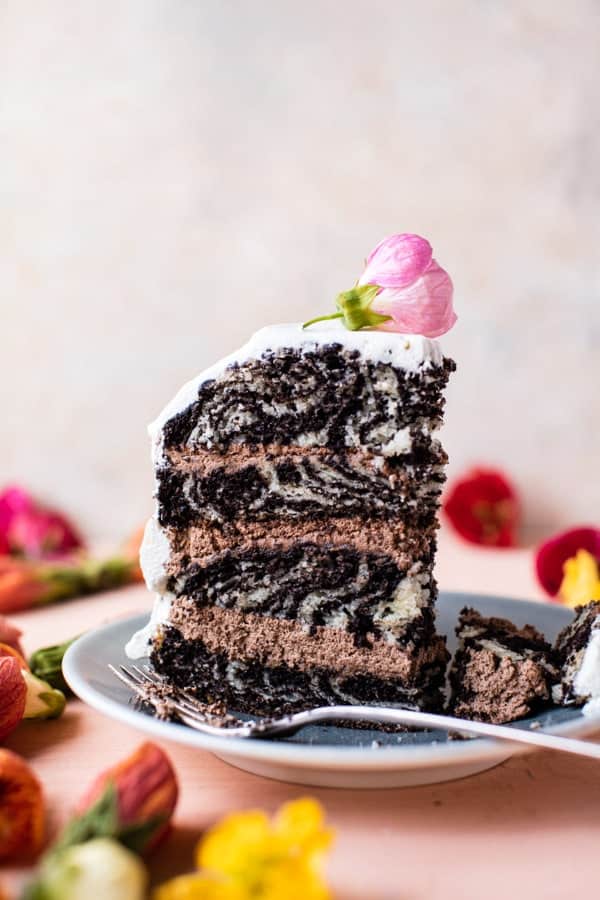 Chocolate Layered Zebra Mousse Cake | halfbakedharvest.com @hbharvest