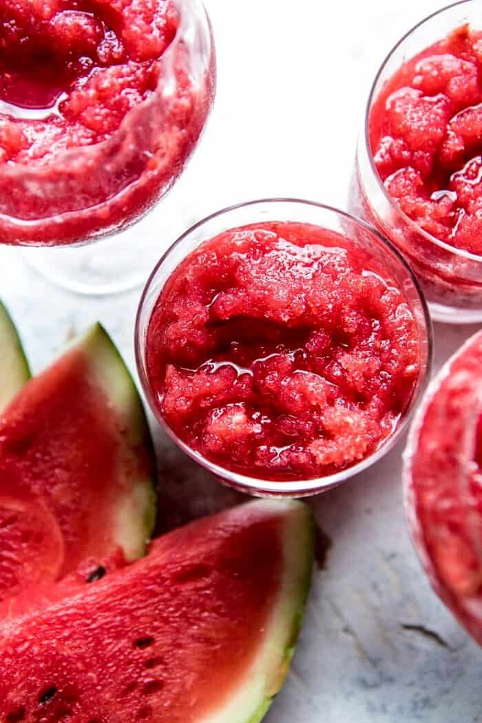 Frozen Watermelon Rose Sangria Slushies | halfbakedharvest.com @hbharvest