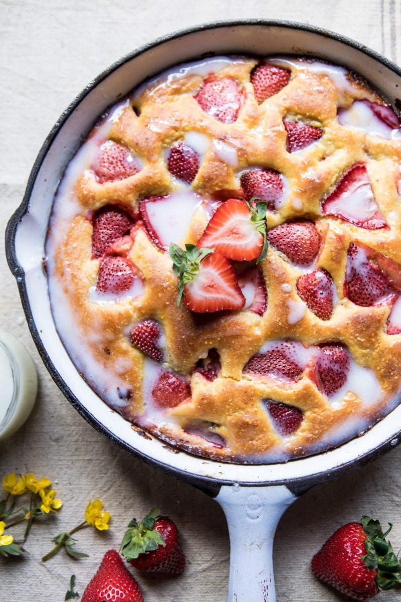 Strawberry Cornmeal Cake with Buttermilk Glaze | halfbakedharvest.com @hbharvest