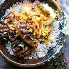 20 Minute Grilled Jerk Chicken with Mango-Nectarine Salsa | halfbakedharvest.com @hbharvest