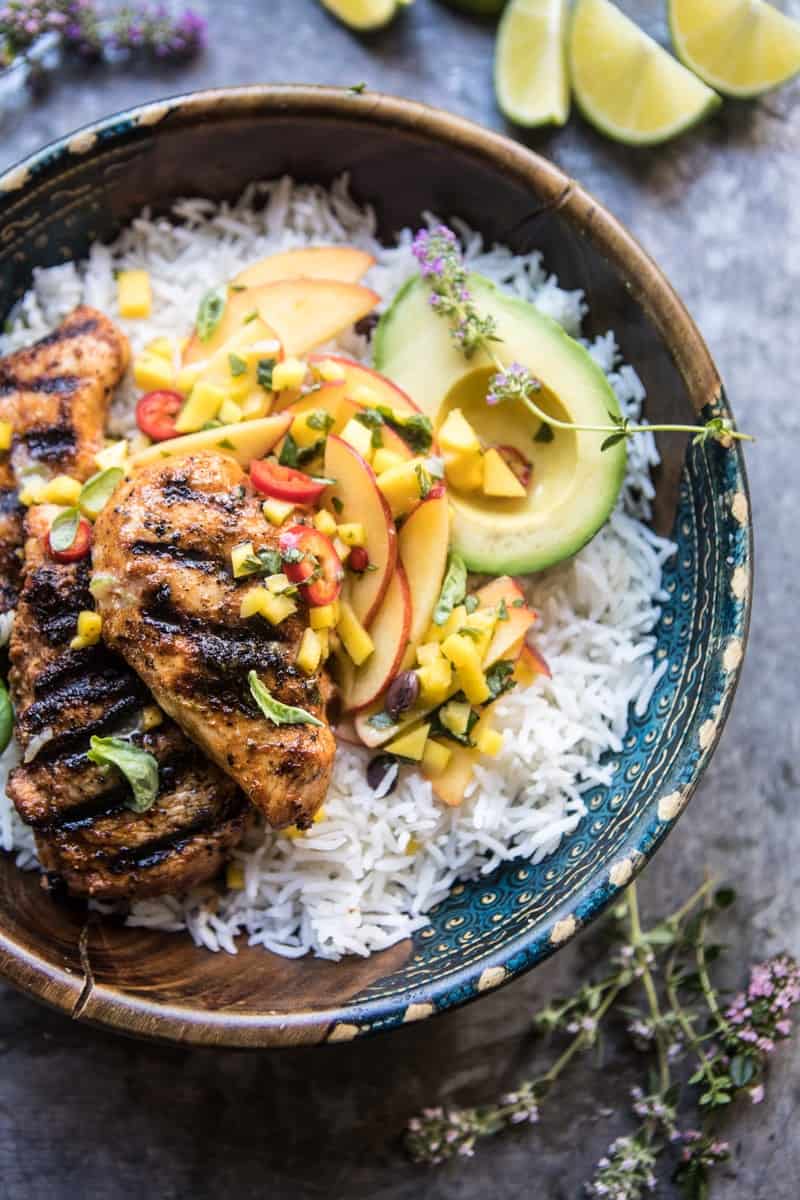 20 Minute Grilled Jerk Chicken with Mango-Nectarine Salsa | halfbakedharvest.com @hbharvest