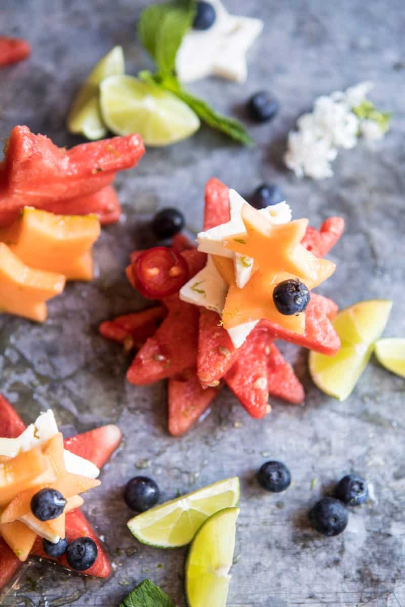 Blueberry, Melon, Feta, Fruit Salad Stacks | halfbakedharvest.com @hbharvest