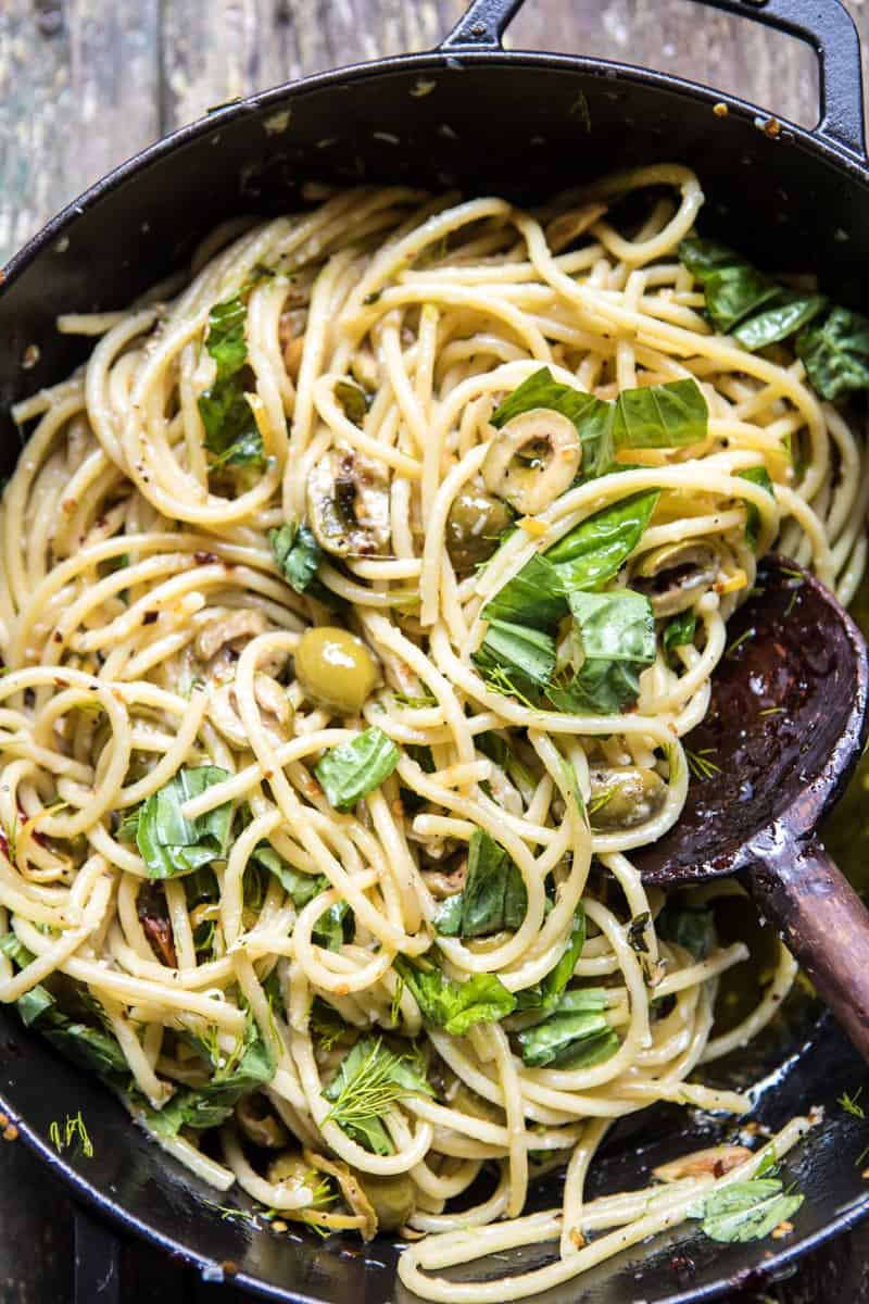 Garden Fresh Herb, Olive, and Parmesan Pasta with Pistachio Breadcrumbs | halfbakedharvest.com @hbharvest