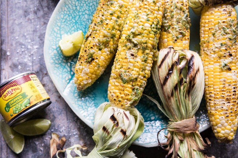 Mexican Grilled Corn with Green Chile Honey Butter