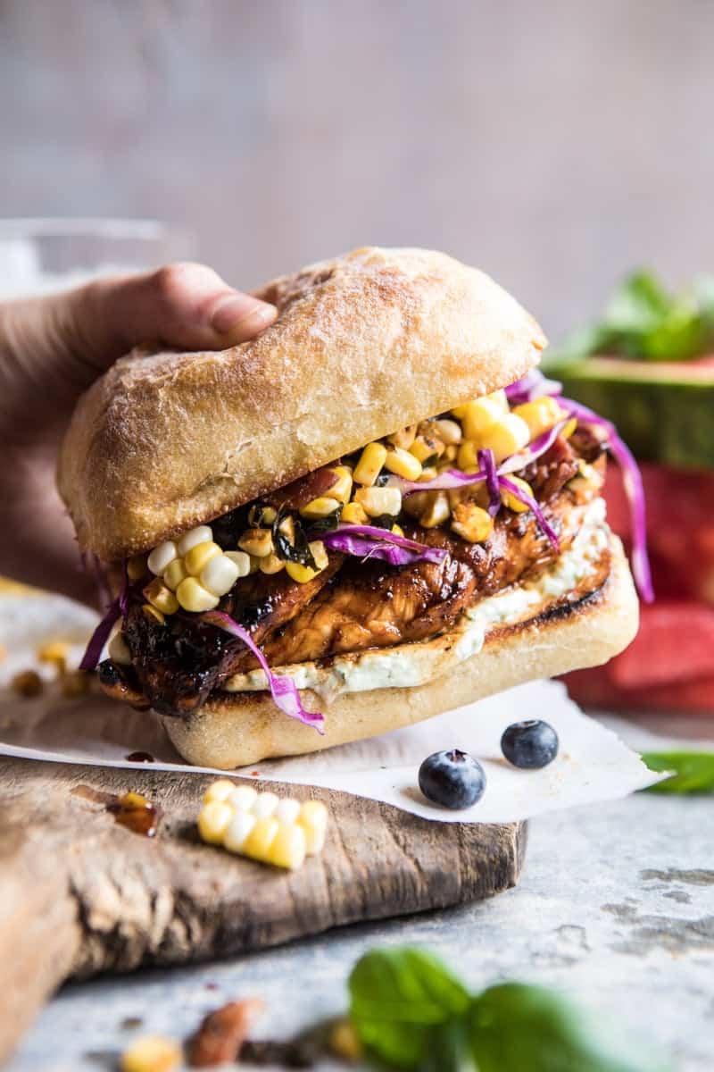 Spicy Maple Grilled Chicken Sandwich with Smoky Bacon Corn | halfbakedharvest.com @hbharvest