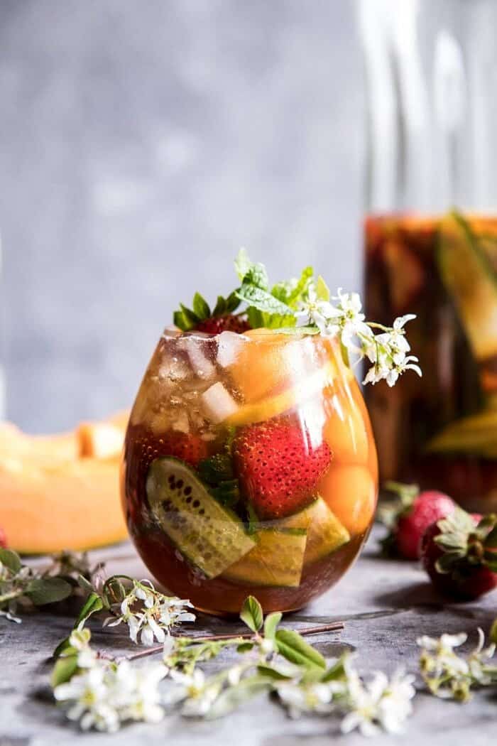 Strawberry Melon Elderflower Pimms Cup | halfbakedharvest.com @hbharvest