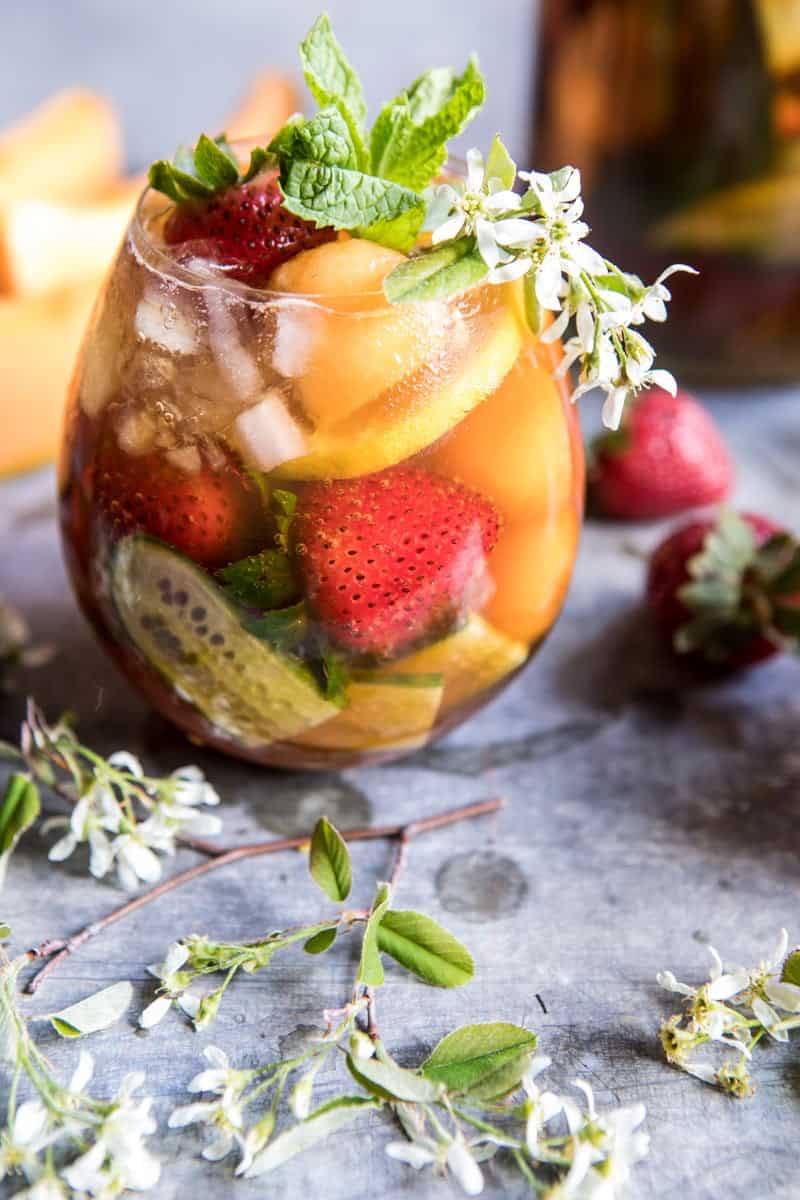 Strawberry Melon Elderflower Pimms Cup | halfbakedharvest.com @hbharvest