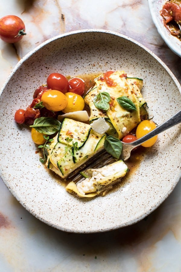 3 Cheese Zucchini Ravioli with Roasted Tomato Basil Sauce | halfbakedharvest.com @hbharvest