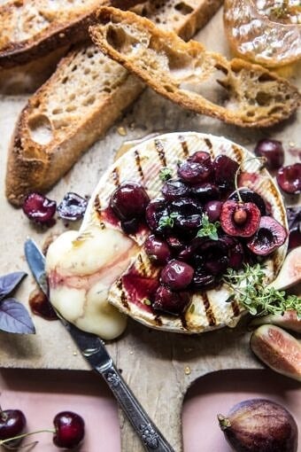Honey Thyme and Sweet Cherry Grilled Brie | halfbakedharvest.com @hbharvest