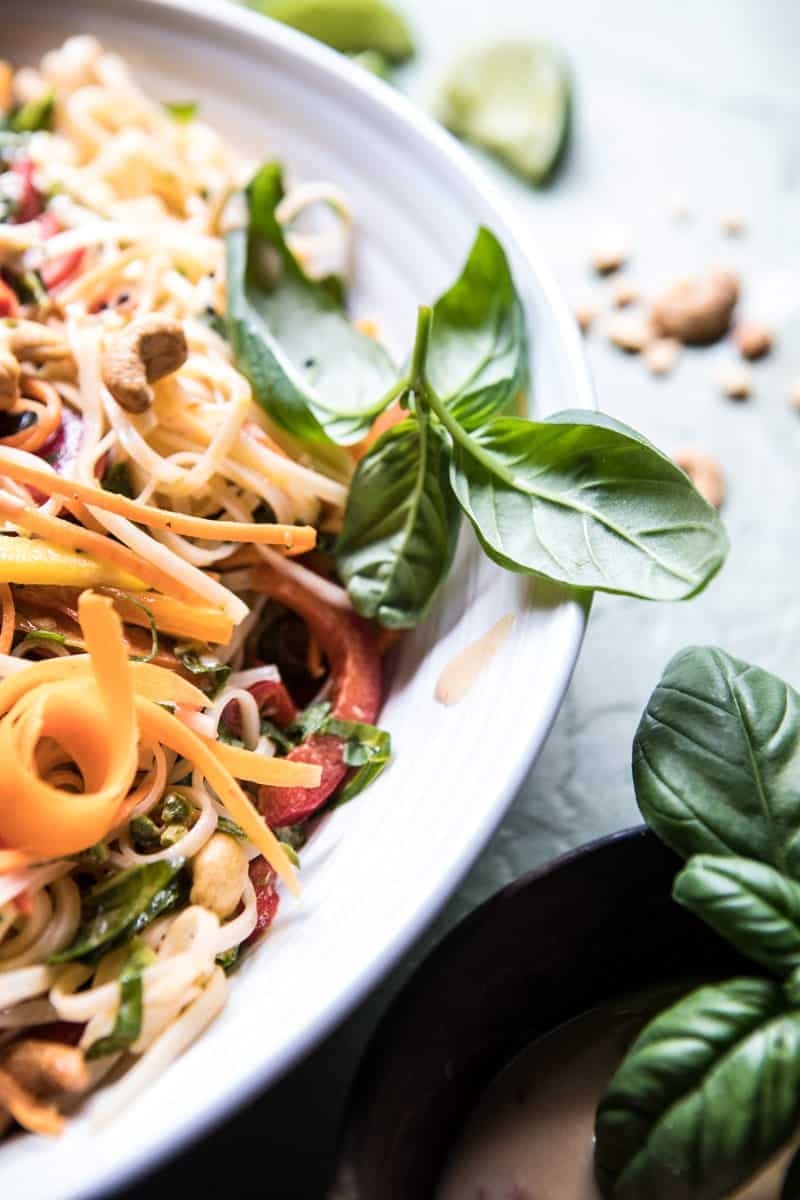 Rainbow Thai Basil Noodle Salad with Sesame Vinaigrette | halfbakedharvest.com @hbharvest