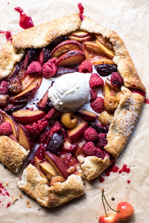 Raspberry Ginger Stone Fruit Galette | halfbakedharvest.com @hbharvest
