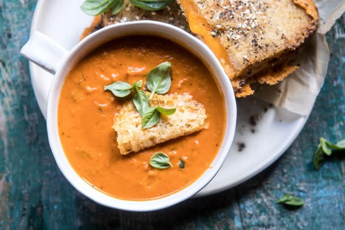 6 Ingredient Creamy Roasted Tomato Soup | halfbakedharvest.com @hbharvest