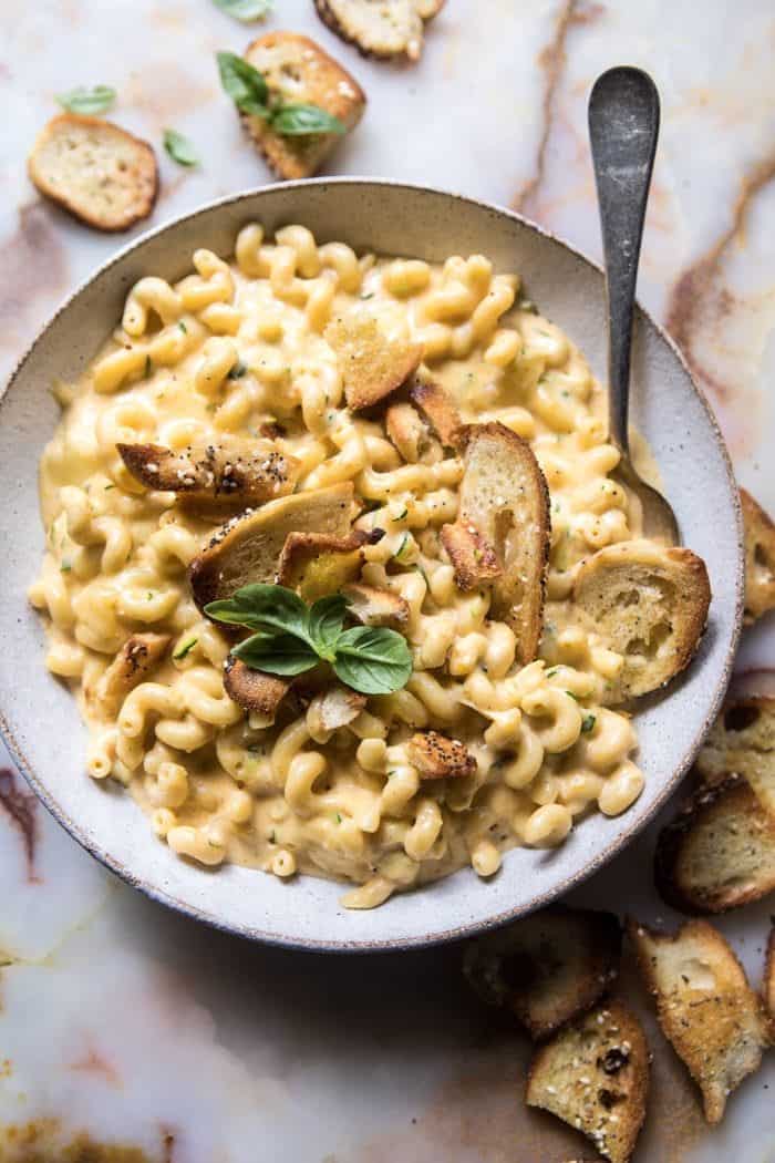 Sneaky Zucchini Mac and Cheese with Everything Bagel Chip Crumbs | halfbakedharvest.com @hbharvest