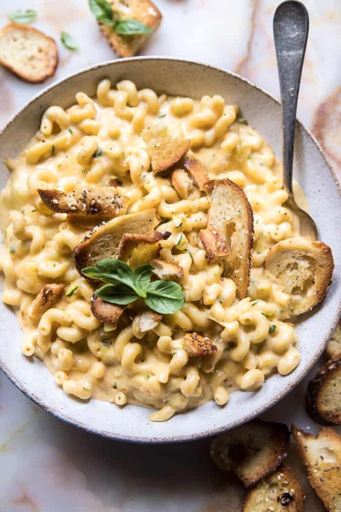 Sneaky Zucchini Mac and Cheese with Everything Bagel Chip Crumbs | halfbakedharvest.com @hbharvest