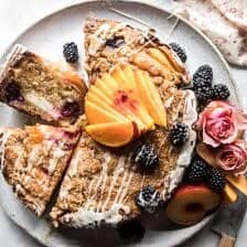 Vanilla Glazed Blackberry Peach Coffee Cake | halfbakedharvest.com @hbharvest