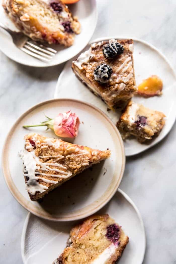 Vanilla Glazed Blackberry Peach Coffee Cake | halfbakedharvest.com @hbharvest