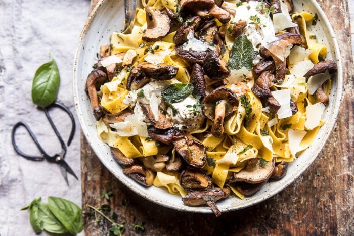 Herby Buttered Wild Mushroom Tagliatelle Pasta | halfbakedharvest.com @hbharvest