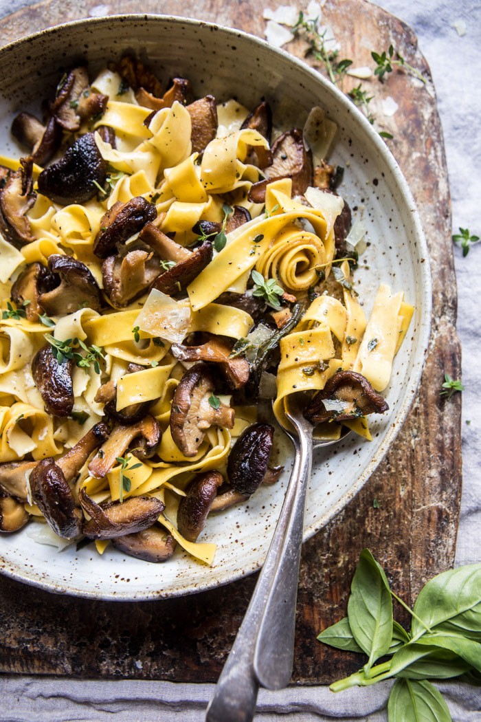 Herby Buttered Wild Mushroom Tagliatelle Pasta | halfbakedharvest.com @hbharvest