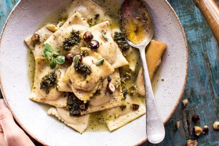 Butternut Squash Hazelnut Ravioli in Garlic Parmesan Broth | halfbakedharvest.com @hbharvest