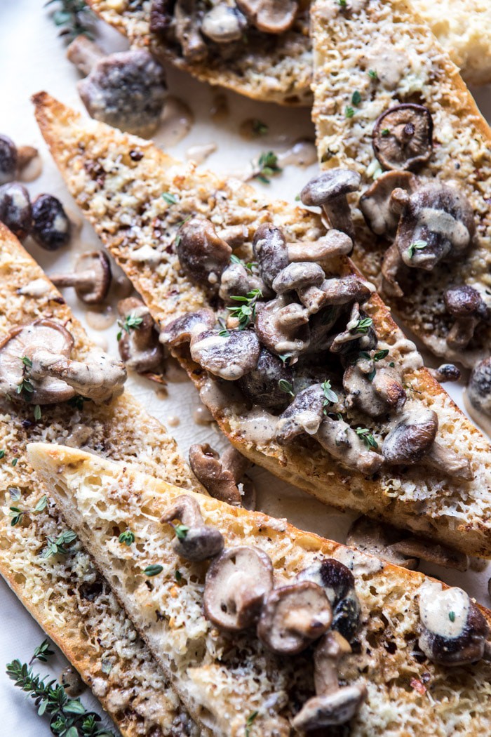 Caramelized Garlic Butter Toast with Pan Fried Mushrooms | halfbakedharvest.com @hbharvest