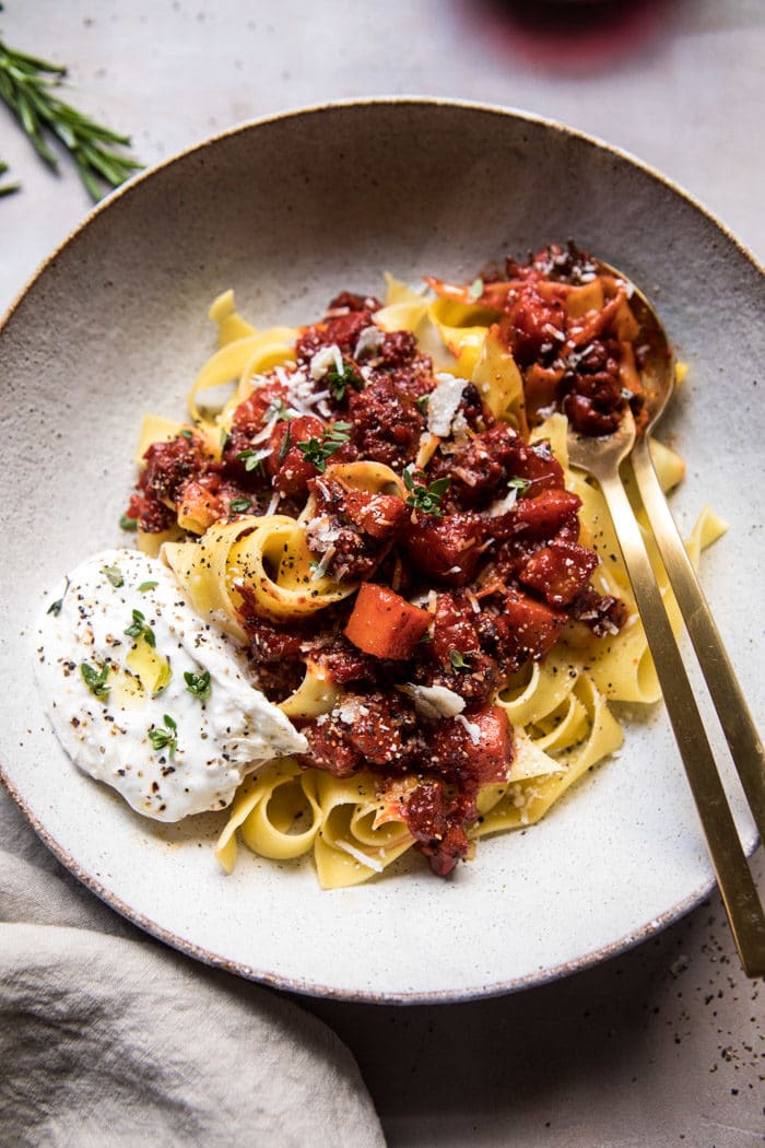 Pappardelle with Roasted Butternut Squash and Tomato Ragu | halfbakedharvest.com @hbharvest